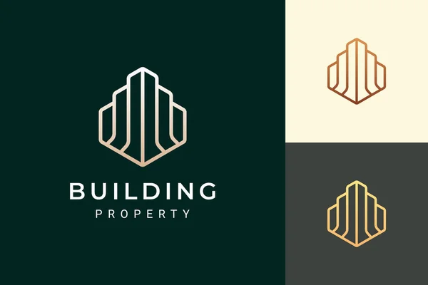 Logotipo Apartamento Hotel Forma Luxo Futurista —  Vetores de Stock