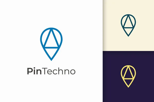 Pin Logo Marker Simple Line Modern Shape Represent Map Position — Stock Vector