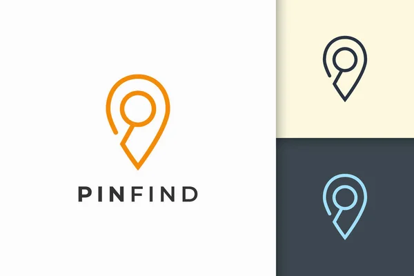 Pin Logotipo Marcador Línea Simple Forma Moderna Representan Mapa Posición — Archivo Imágenes Vectoriales