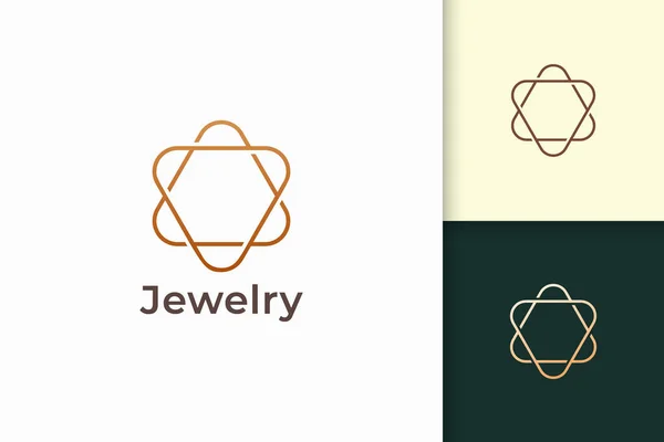 Luxury Gold Jewel Logo Line Shape Represent Expansive Precious — Stock Vector