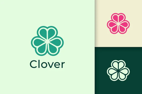 Clover Λογότυπο Φύλλων Αφηρημένο Σχήμα Πράσινο Χρώμα Αντιπροσωπεύουν Τυχερός Βότανο — Διανυσματικό Αρχείο