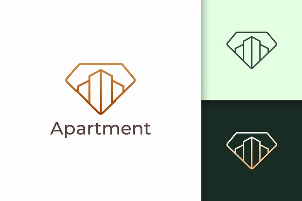 Apartment Property Logo Diamond Shape Real Estate Business — Stock Vector