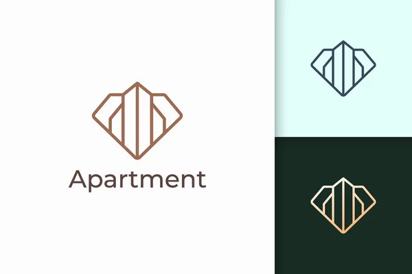 Apartment Property Logo Diamond Shape Real Estate Business — Stock Vector