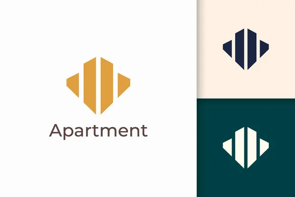 Logotipo Apartamento Edifício Forma Abstrata Para Negócios Imobiliários —  Vetores de Stock
