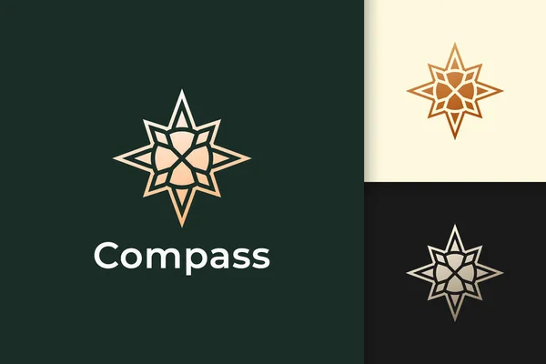 Λογότυπο Compass Μοντέρνο Και Πολυτελές Στυλ Χρυσό Χρώμα — Διανυσματικό Αρχείο