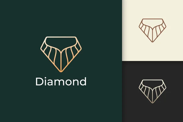 Розкішний Дорогоцінний Камінь Або Логотип Дорогоцінного Каміння Формі Діамантової Лінії Ліцензійні Стокові Ілюстрації