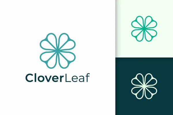 Логотип Clover Простій Лінії Формі Кохання Представляють Удачу Стоковий вектор