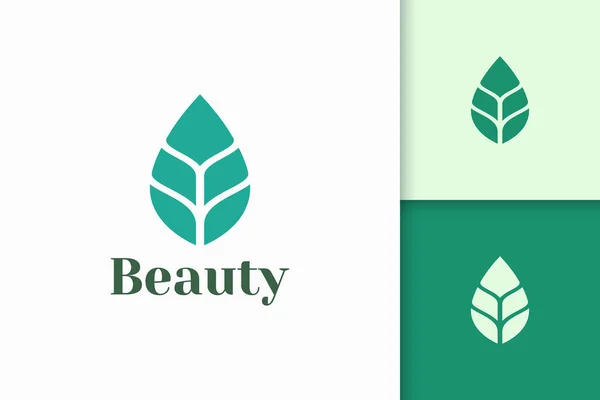 Skönhet Eller Hälsa Logotyp Enkla Blad Form Representerar Naturen — Stock vektor