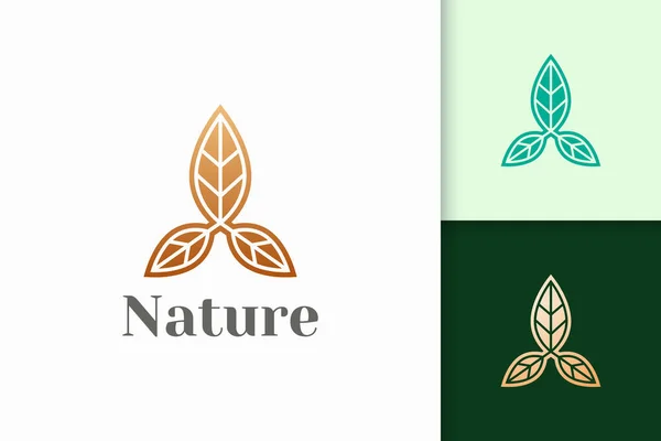 Logotipo Flor Forma Folha Tripla Para Saúde Beleza — Vetor de Stock