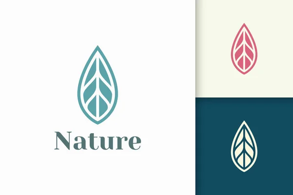 Leaf Logo Simple Clean Shape Health Beauty — Stock Vector