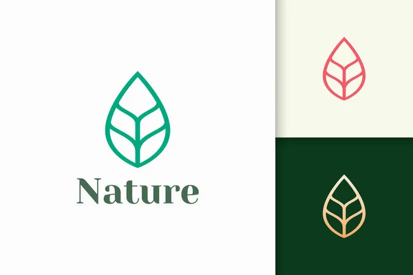 Leaf Plant Logo Simple Line Shape Represent Beauty Health — Stock Vector