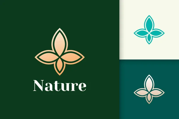 Blumenlogo Einfacher Und Luxuriöser Blattform Für Gesundheit Und Schönheit — Stockvektor