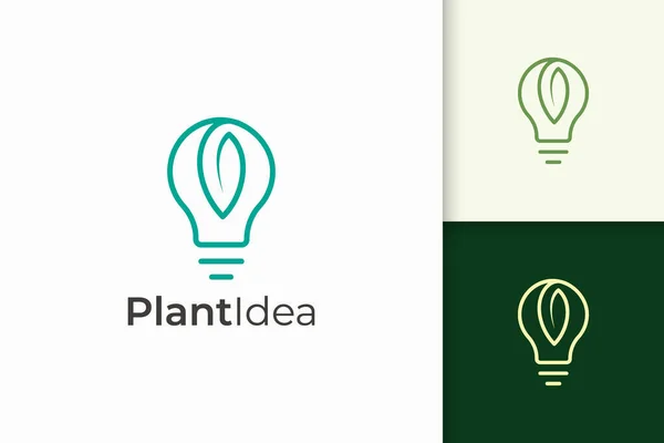 Glödlampa Och Löv Logotyp Enkel Och Modern Stil Representerar Tech — Stock vektor