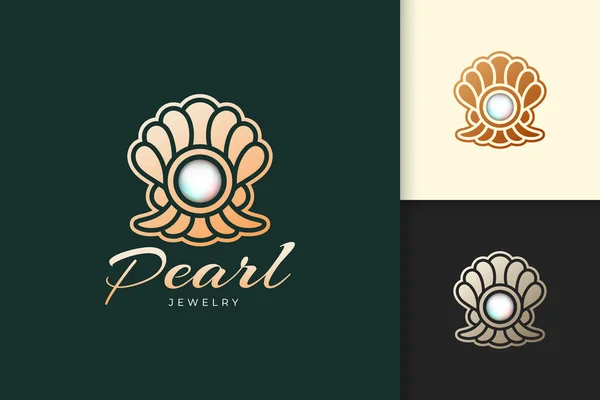 Luxury Pearl Logo Represent Jewelry Gem Fit Beauty Fashion Brand — Stock Vector