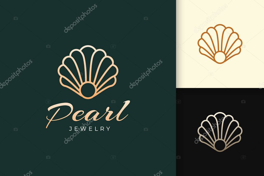 Pearl or jewelry logo in luxury and elegant fit for beauty or cosmetic industry