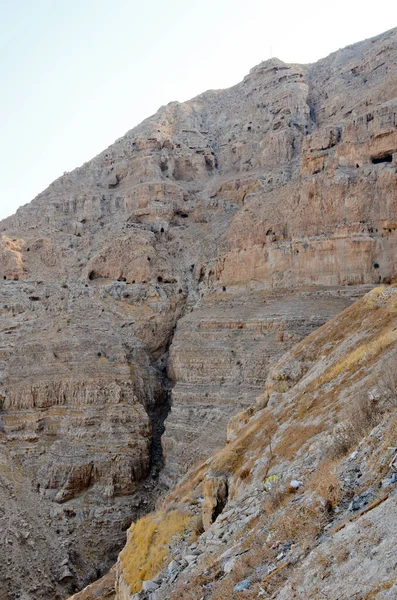 Jericho Yakınlarındaki Rum Ortodoks Manastırının Cazibe Dağının Manzarası Kutsal Topraklara — Stok fotoğraf