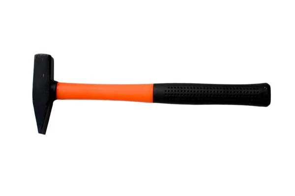 Черный Молоток Оранжевой Ручкой Белом Фоне Isolated — стоковое фото
