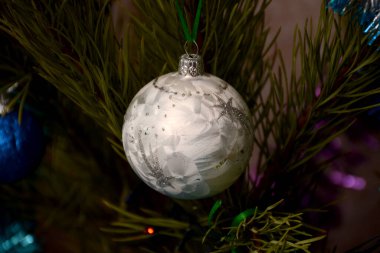 Yılbaşı süslemeleri köknar dalları. Noel tatili kavramı