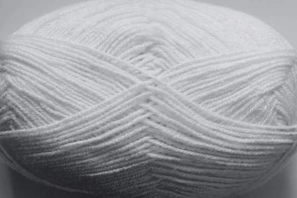 Light Beige Woolen Threads Skein Knitting Close Background Photo Toned — Stock Photo, Image