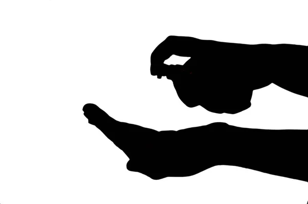 Черный Силуэт Антибактериальный Спрей Рук Антисептическая Обработанная Кожа Изолированная Горизонтальное — стоковое фото