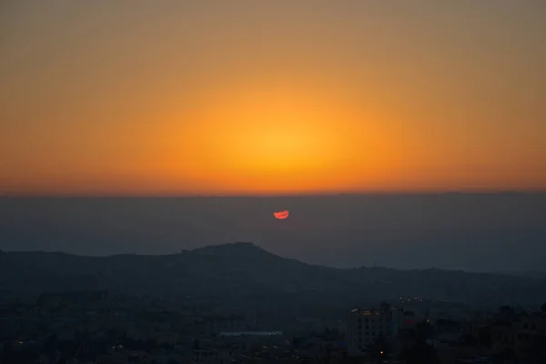 Amanecer Sobre Belén Ciudad Que Nació Jesucristo Sol Nube Levanta —  Fotos de Stock