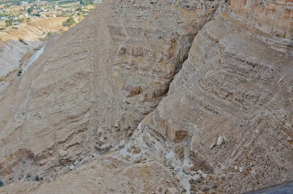 Jericho Yakınlarındaki Rum Ortodoks Manastırının Cazibe Dağının Manzarası Kutsal Topraklara — Stok fotoğraf