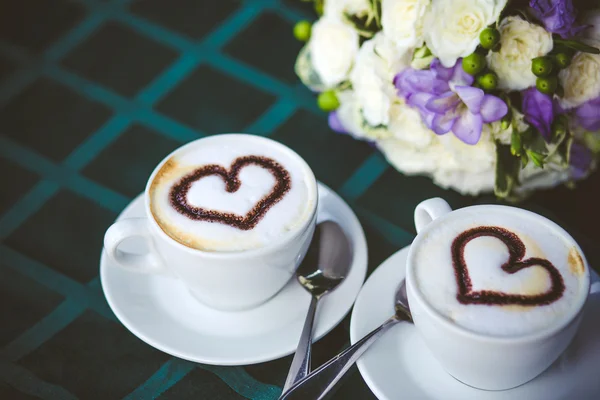 Cappuccino with hearts — Stock Photo, Image