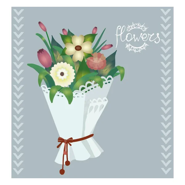 Congratulatory Bouquet Flowers Vector — Stock Vector
