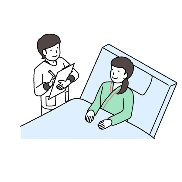 Μια Νοσοκόμα Που Εξετάζει Έναν Ασθενή — Διανυσματικό Αρχείο