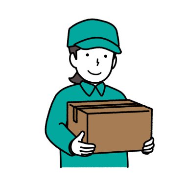 Karton valizli kadın teslimatçı.