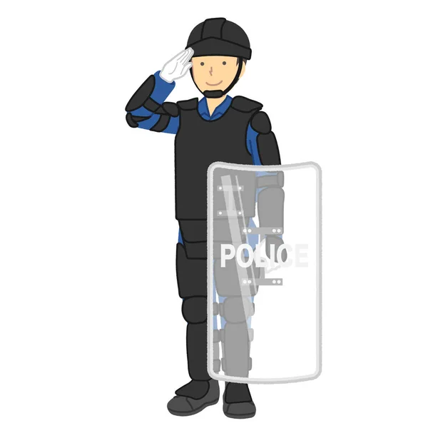 Policial Masculino Equipamento Policial Motim Etc —  Vetores de Stock