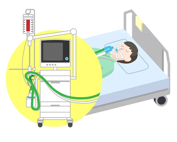 Pacientes Con Respirador Procedimiento Médico — Vector de stock