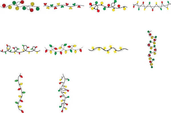 クリスマスライトのセットSVGベクトルバンドル — ストックベクタ