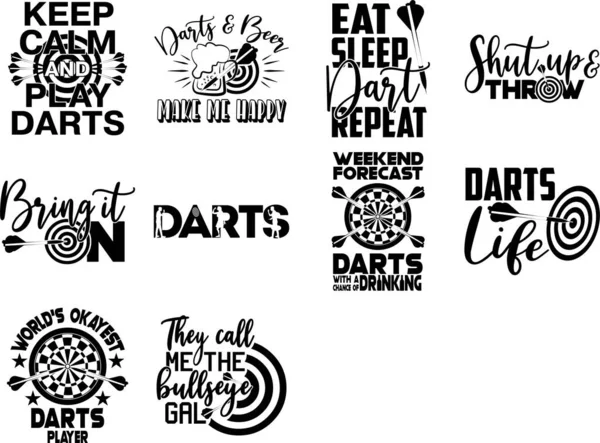 Set os Darts quotes. Darts vector. Sport quotes — Stock Vector