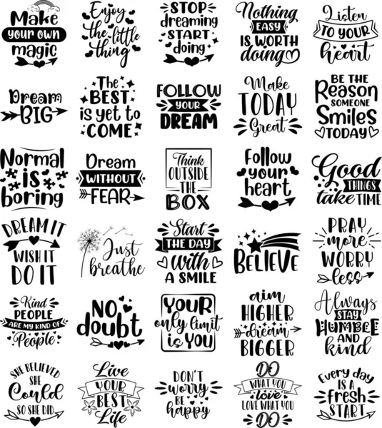 Collection of Inspiration phrases, slogans or quotes — Stock Vector