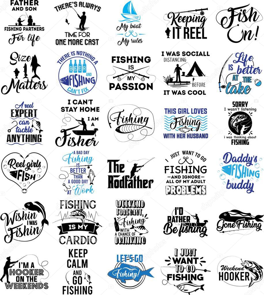Collection of Fishing phrases, slogans or quotes