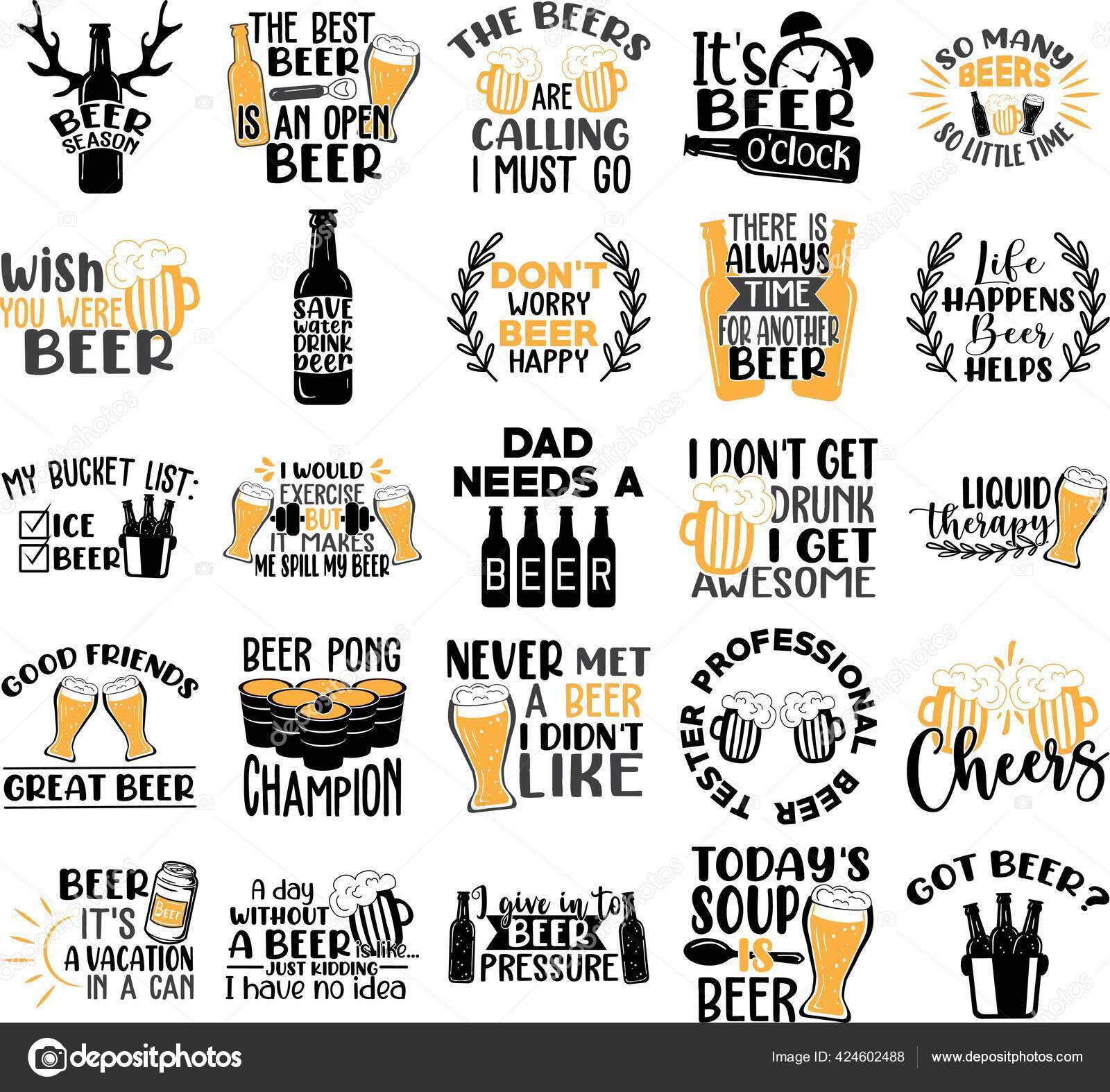 Collection de phrases, slogans ou citations de bière Stock Vector by
