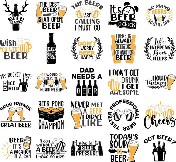 Coleção de frases de cerveja, slogans ou citações — Vetor de Stock
