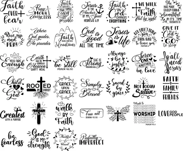 Collection of Christian phrases, slogans or quotes — Stock Vector