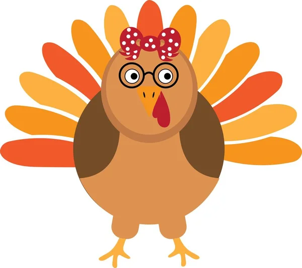 感謝祭トルコ鳥眼鏡と弓。トルコ鳥 — ストックベクタ
