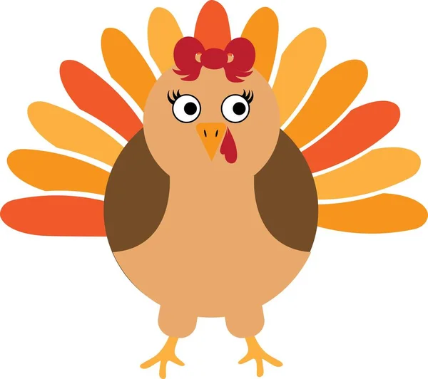 Ação de Graças Turkey Bird com arco. Pássaro —  Vetores de Stock
