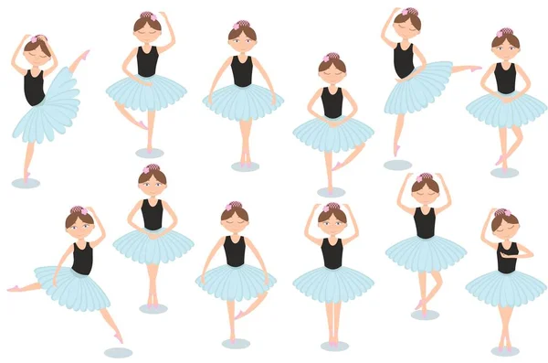 Set with cute little ballerinas. Vector little ballerinas dancing. Ballerinas — Stock Vector