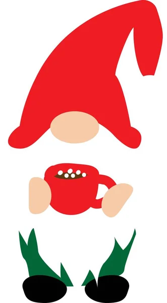 ハッピークリスマスノームとともにクリスマスカップ上の白い背景 — ストックベクタ