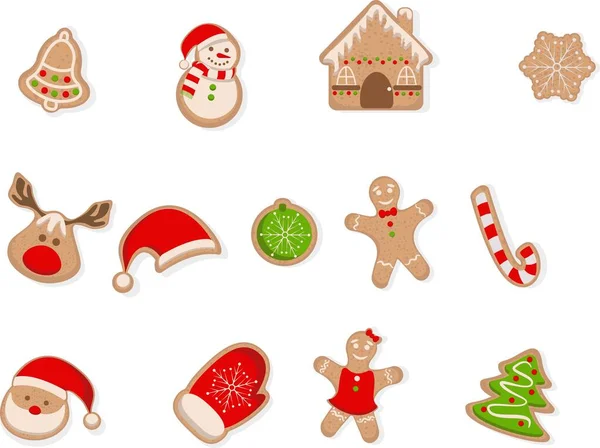Gingerbread cookies set vector isolated illustration on a white background — Stock Vector