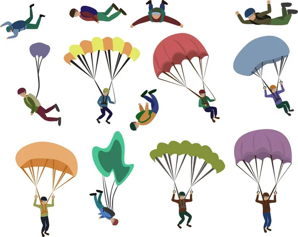 Parachutespringen met een parachute, extreme sport — Stockvector