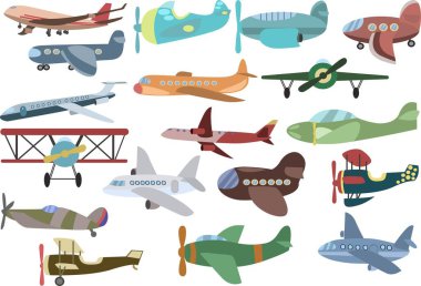 Uçak seti. Uçak siluetleri koleksiyonunu naklet