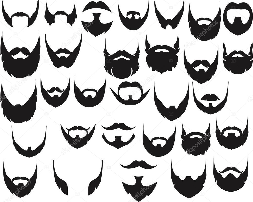 Different style of beard set vector. Vector illustration