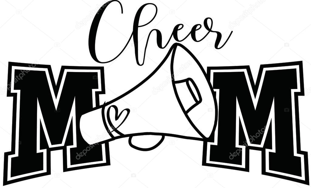 Vector Cheer mom quote on white background