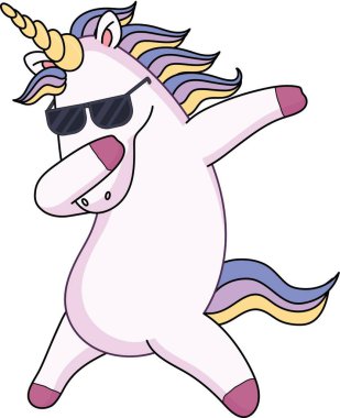 Beyaz arka planda tek boynuzlu at. Tek boynuzlu at Vektör illüstrasyonu