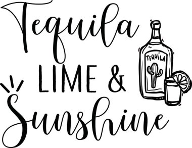 Beyaz arka planda tekila ıhlamur ışığı. Vektör illüstrasyonu